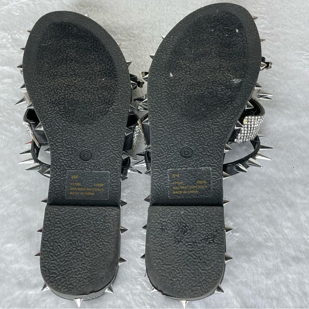 CAPE ROBBIN XTREME SLIDES Shoes Silver Metal with spikes and rhinestones BLACK 6 - Picture 10 of 10